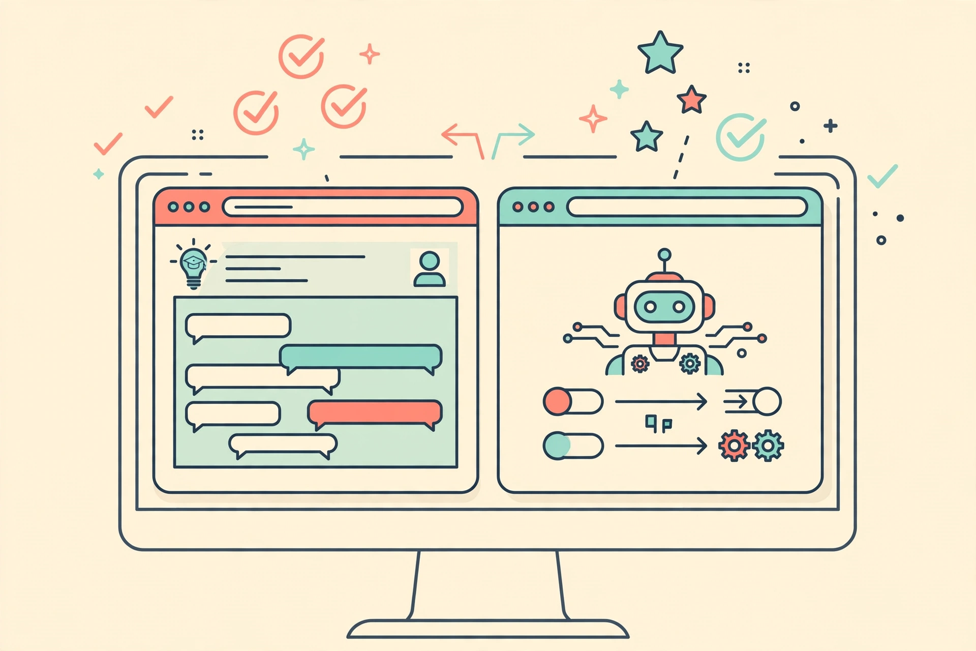 Two AI browsers compared side by side on a monitor