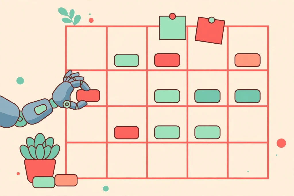 AI calendar assistant organizing a schedule