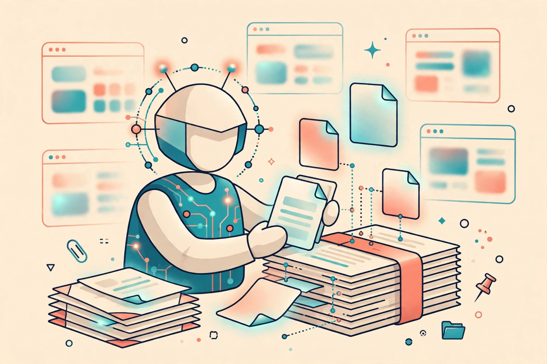 AI deep research assistant organizing web sources into a cited report