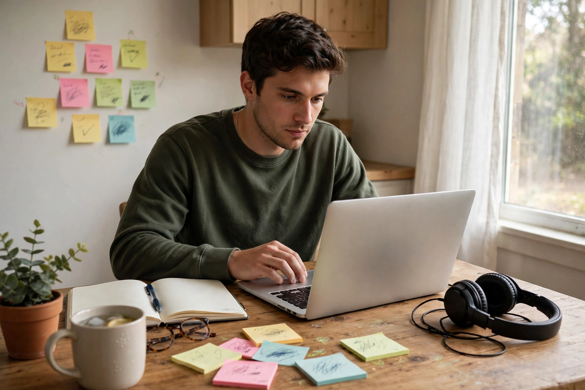 Person comparing headphone prices on a laptop while preparing for Black Friday