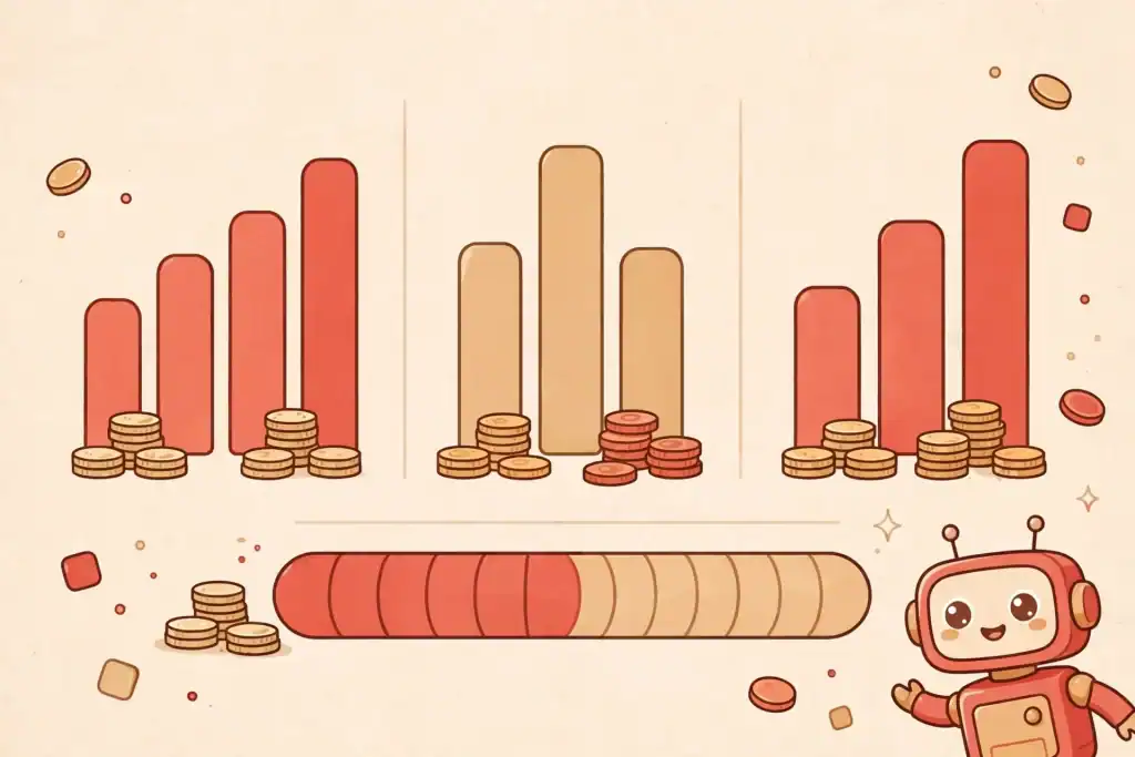 Illustration of a monthly budget with an AI assistant