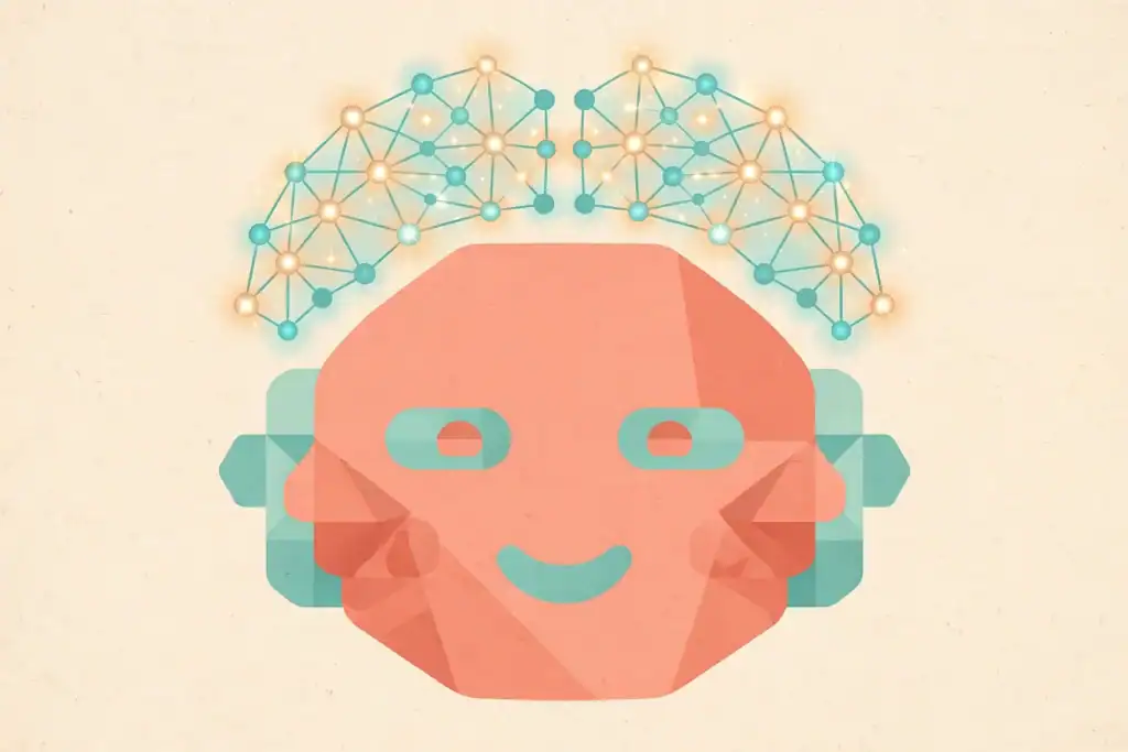 Illustration of an AI assistant with a memory network