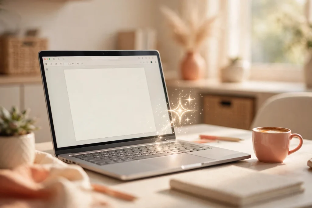 Microsoft 365 Copilot review: AI assistant glowing over a laptop on a warm home office desk