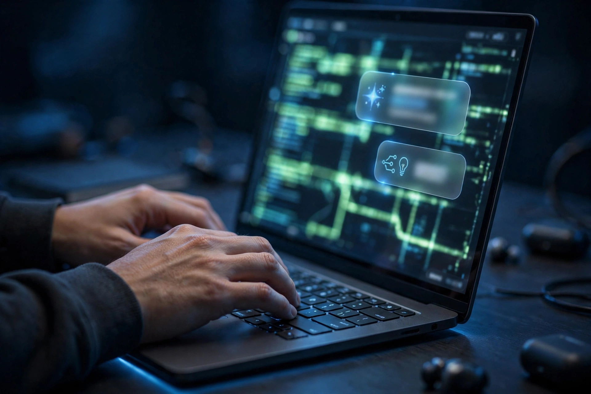 Person comparing DeepSeek and ChatGPT side by side on a laptop