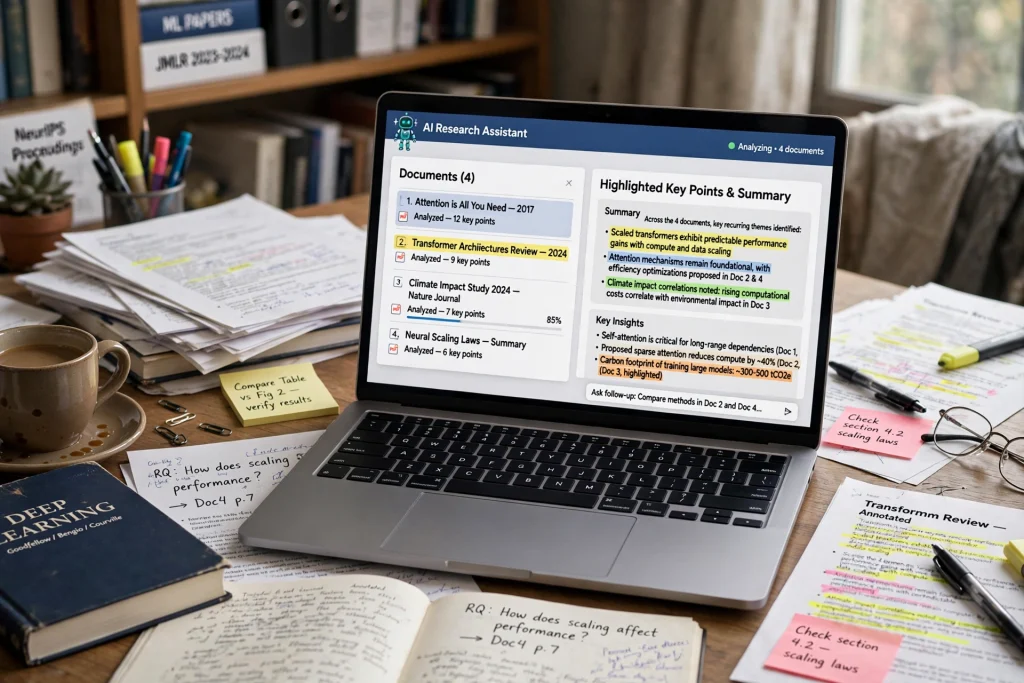 AI research assistant analyzing documents