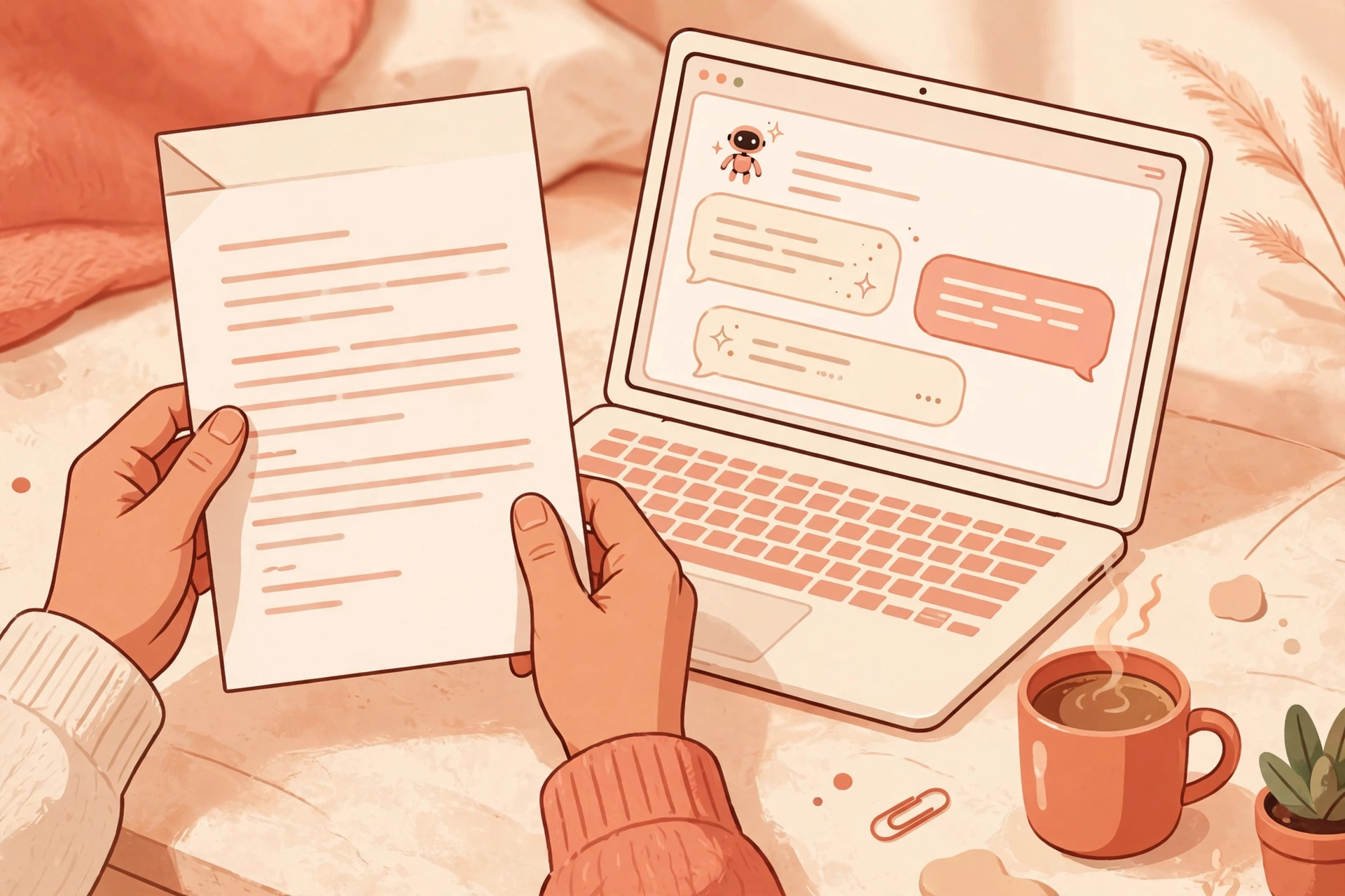 Job candidate practicing a salary negotiation conversation with an AI chat assistant on a laptop